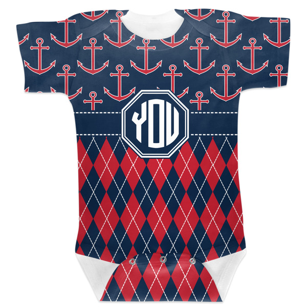 Custom Anchors & Argyle Baby Bodysuit (Personalized)
