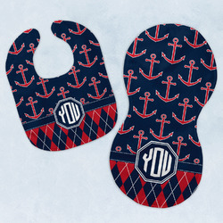 Anchors & Argyle Baby Bib & Burp Set w/ Monogram
