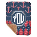 Anchors & Argyle Sherpa Baby Blanket - 30" x 40" w/ Monograms