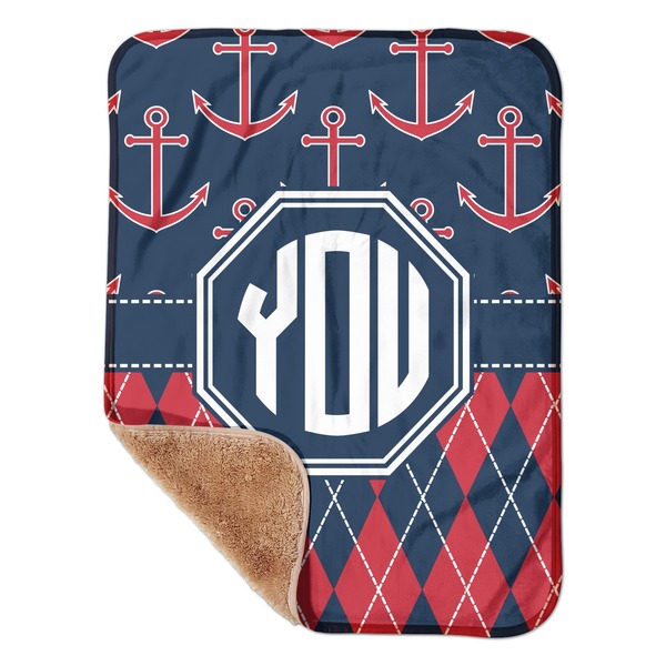 Custom Anchors & Argyle Sherpa Baby Blanket - 30" x 40" w/ Monograms