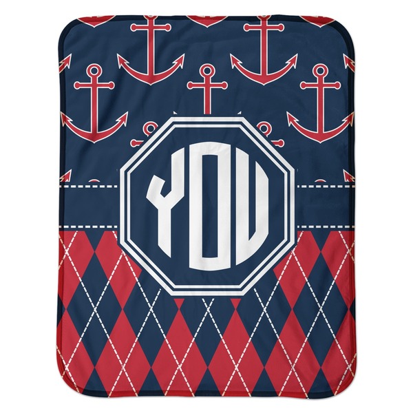 Anchors & Argyle Baby Sherpa Blanket - Flat