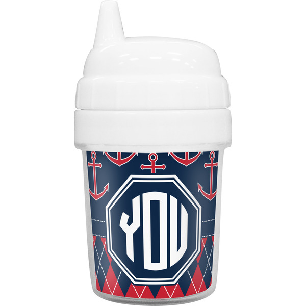 Custom Anchors & Argyle Baby Sippy Cup (Personalized)