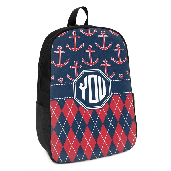Custom Anchors & Argyle Kids Backpack (Personalized)
