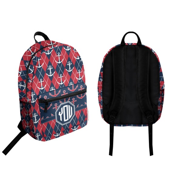 Anchors & Argyle Backpack front and back - Apvl