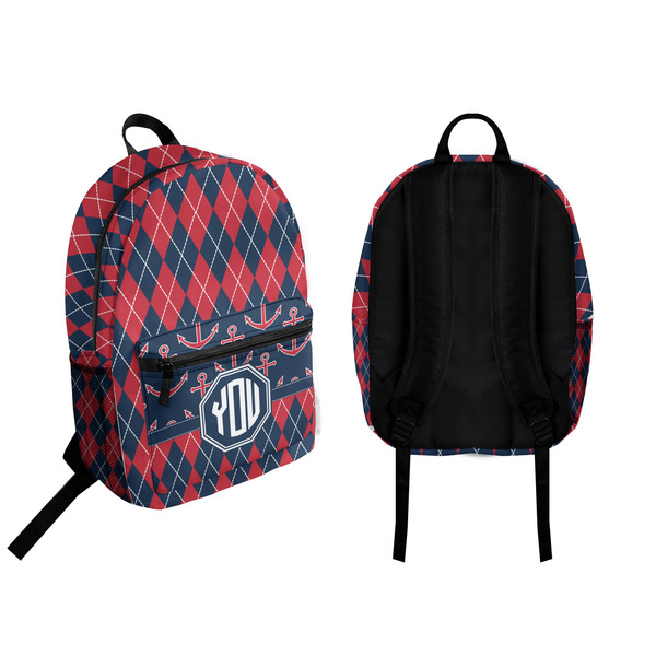 Anchors & Argyle Backpack front and back - Apvl