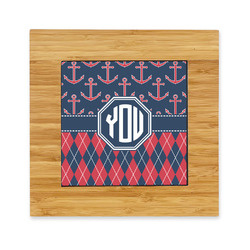 Anchors & Argyle Bamboo Trivet with Ceramic Tile Insert (Personalized)