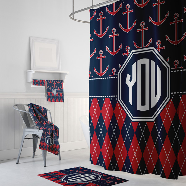 Anchors & Argyle Bath Towel Sets - 3-piece - In Context