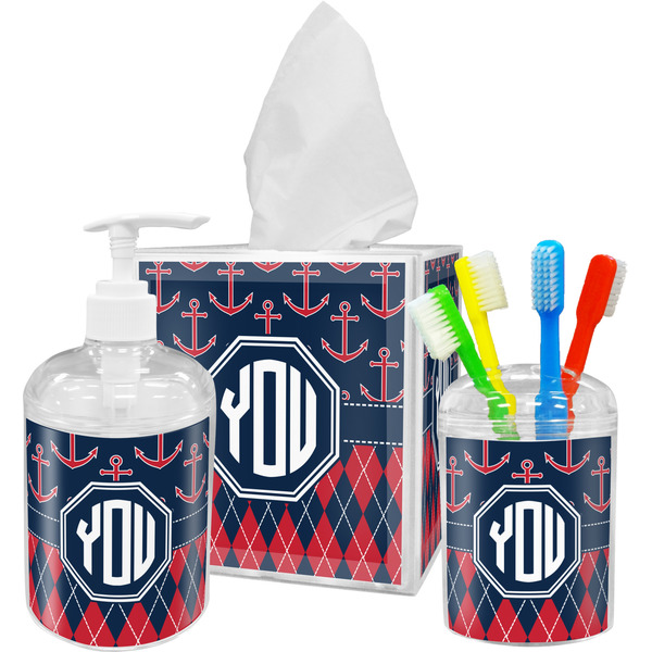 Anchors & Argyle Bathroom Accessories Set (Personalized)