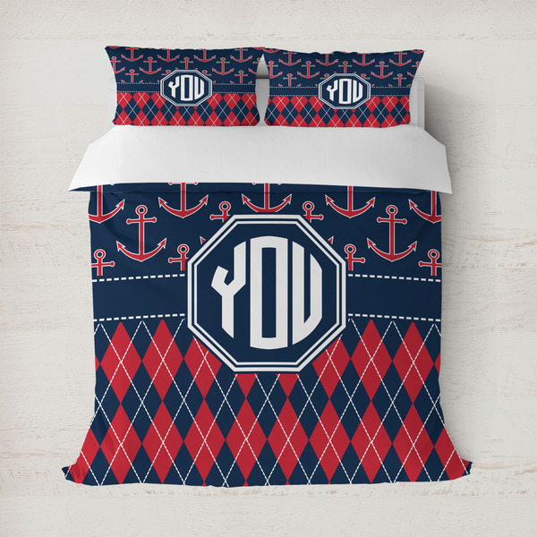 Custom Anchors & Argyle Duvet Cover Set - Full / Queen (Personalized)
