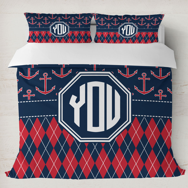 Custom Anchors & Argyle Duvet Cover Set - King (Personalized)