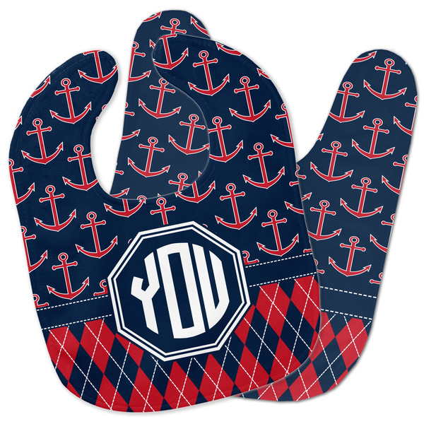Custom Anchors & Argyle Baby Bib w/ Monogram