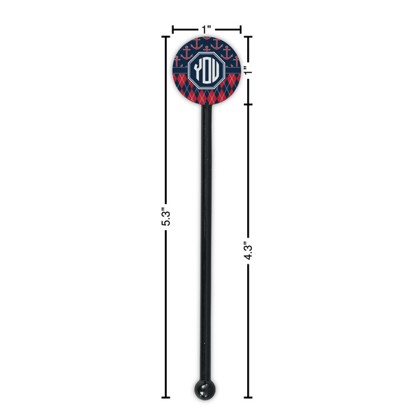 Anchors & Argyle Black Plastic 5.5" Stir Stick - Round - Dimensions