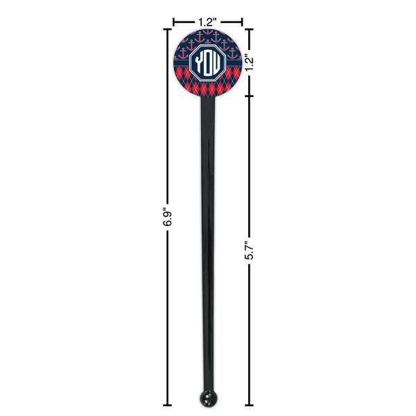 Anchors & Argyle Black Plastic 7" Stir Stick - Round - Dimensions