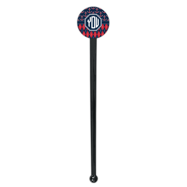 Anchors & Argyle Black Plastic 7" Stir Stick - Round - Single Stick