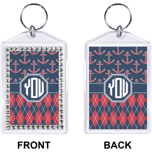 Anchors & Argyle Bling Keychain (Front + Back)
