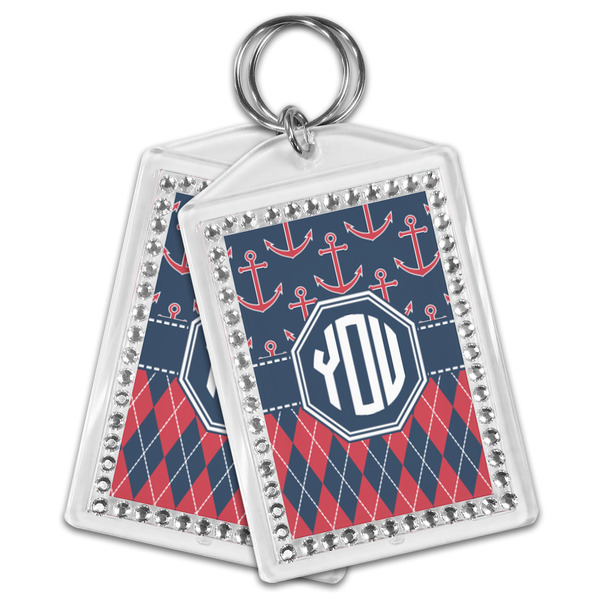 Anchors & Argyle Bling Keychain - MAIN