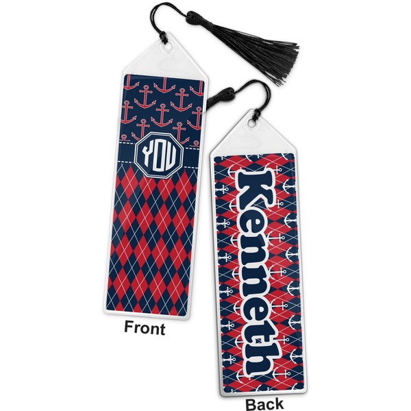 Anchors & Argyle Bookmark with tassel - Front and Back