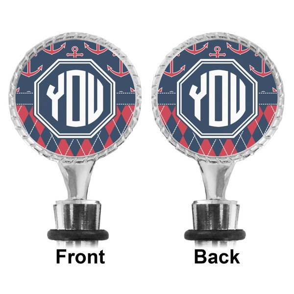 Anchors & Argyle Bottle Stopper - Front and Back