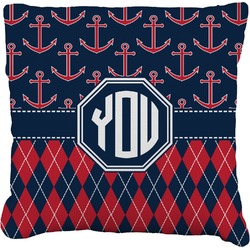 Anchors & Argyle Faux-Linen Throw Pillow 26" (Personalized)