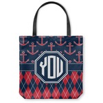 Anchors & Argyle Canvas Tote Bag - Small - 13"x13" (Personalized)
