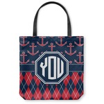 Anchors & Argyle Canvas Tote Bag - Medium - 16"x16" (Personalized)