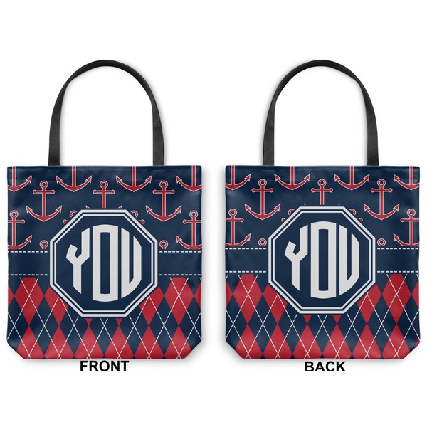 Anchors & Argyle Canvas Tote - Front and Back