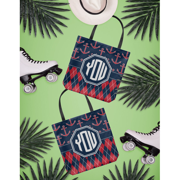 Anchors & Argyle Canvas Tote Lifestyle Front and Back