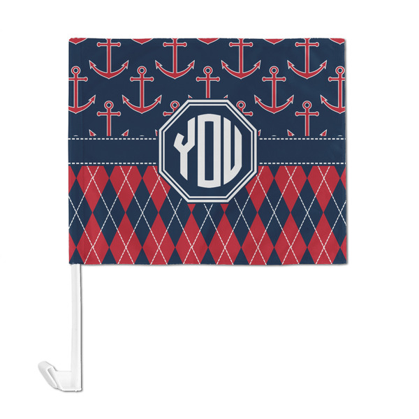 Anchors & Argyle Car Flag - Large - FRONT