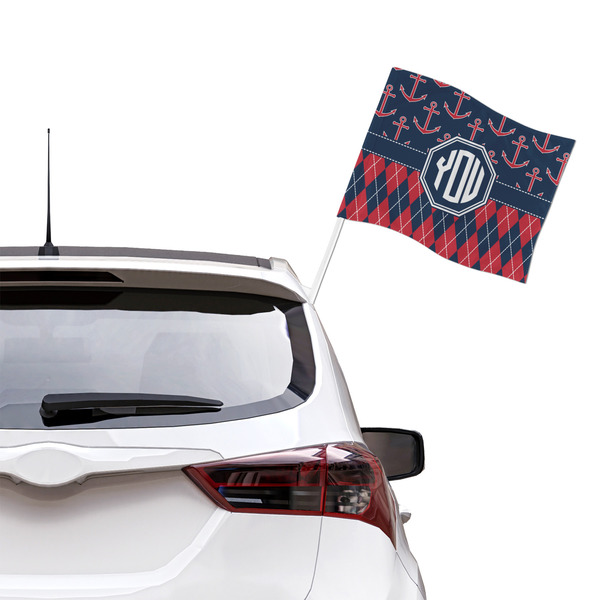 Anchors & Argyle Car Flag - Large - LIFESTYLE