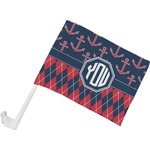 Anchors & Argyle Car Flag - Small w/ Monogram