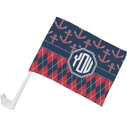 Anchors & Argyle Car Flag - Small w/ Monogram