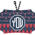 Anchors & Argyle Rear View Mirror Ornament (Personalized)