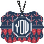 Anchors & Argyle Rear View Mirror Decor (Personalized)