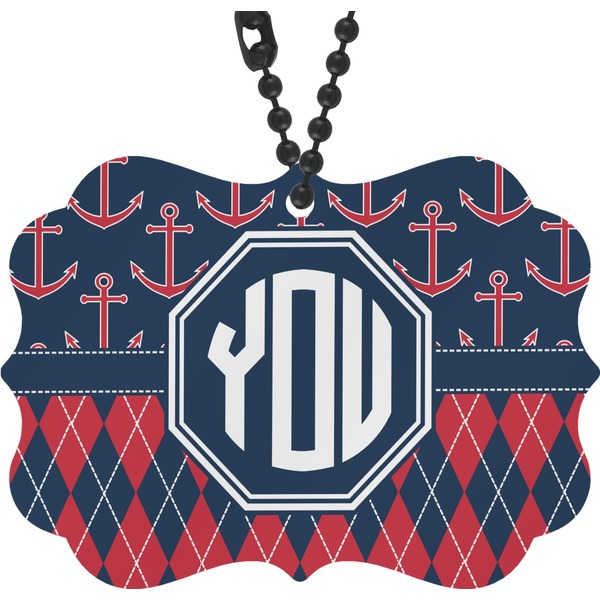 Custom Anchors & Argyle Rear View Mirror Charm (Personalized)