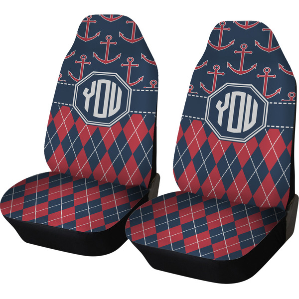Custom Anchors & Argyle Car Seat Covers (Set of Two) (Personalized)