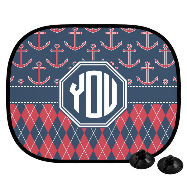 Custom Anchors & Argyle Car Side Window Sun Shade (Personalized)