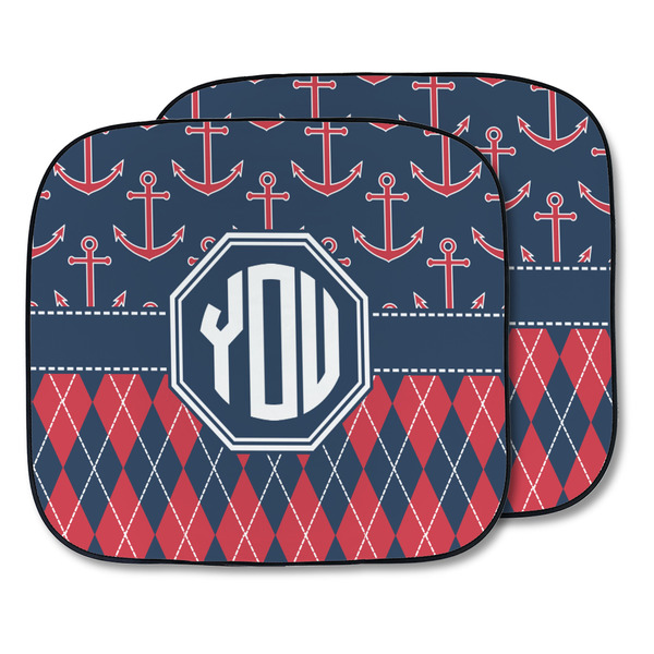 Custom Anchors & Argyle Car Sun Shade - Two Piece (Personalized)