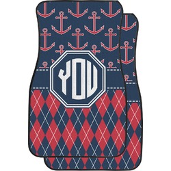 Anchors & Argyle Car Floor Mats (Front Seat) (Personalized)