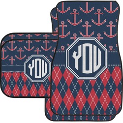 Anchors & Argyle Car Floor Mats Set - 2 Front & 2 Back (Personalized)