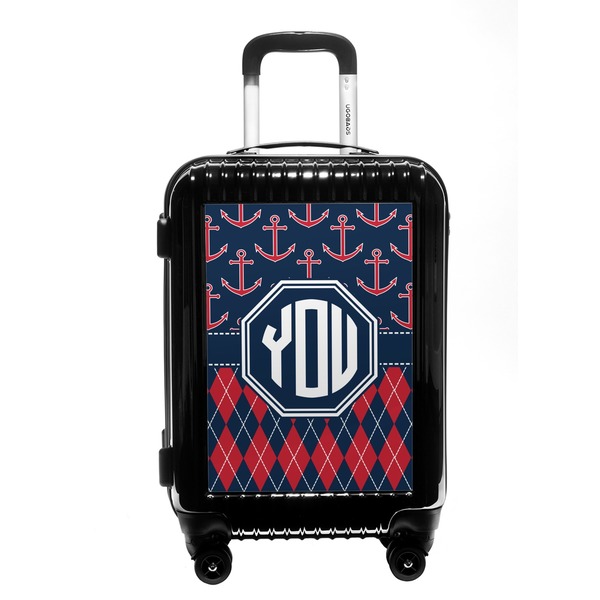Custom Anchors & Argyle Carry On Hard Shell Suitcase (Personalized)
