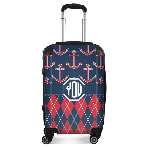 Custom Anchors & Argyle Suitcase - 20" Carry On (Personalized)