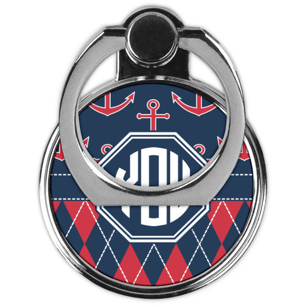 Anchors & Argyle Cell Phone Ring Stand & Holder - Front (Collapsed)