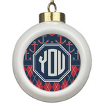 Anchors & Argyle Ceramic Ball Ornament (Personalized)