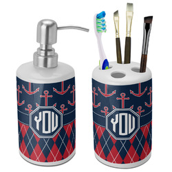 Anchors & Argyle Ceramic Bathroom Accessories Set (Personalized)