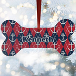 Anchors & Argyle Ceramic Dog Ornament w/ Monograms