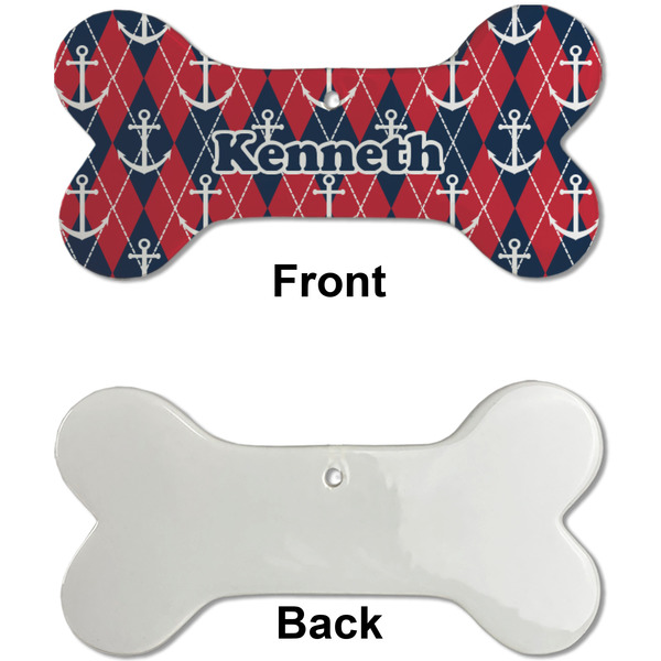Anchors & Argyle Ceramic Flat Ornament - Bone Front & Back Single Print (APPROVAL)