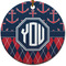 Anchors & Argyle Round Ceramic Ornament w/ Monogram