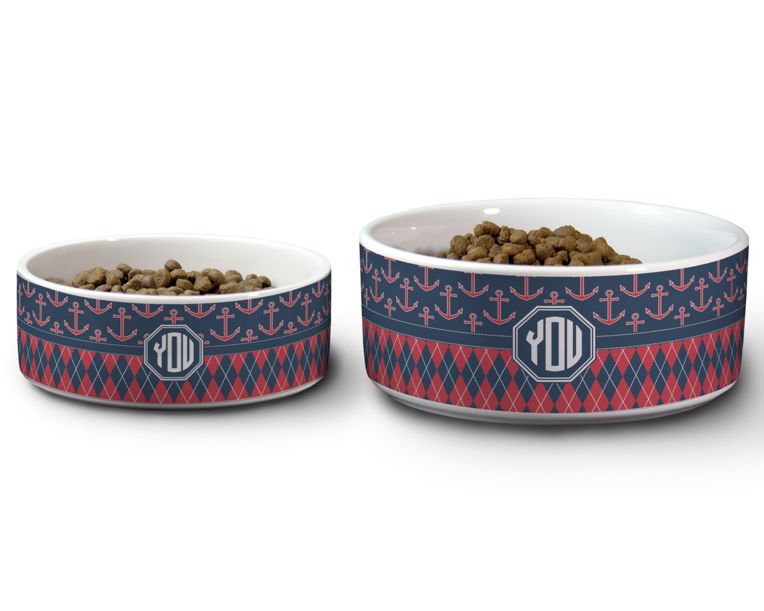 Anchors & Argyle Ceramic Pet Bowl Large (Personalized) YouCustomizeIt