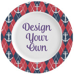 Anchors & Argyle Ceramic Dinner Plates (Set of 4) (Personalized)