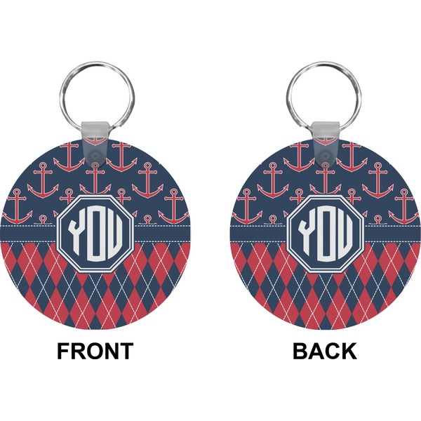 Anchors & Argyle Circle Keychain (Front + Back)